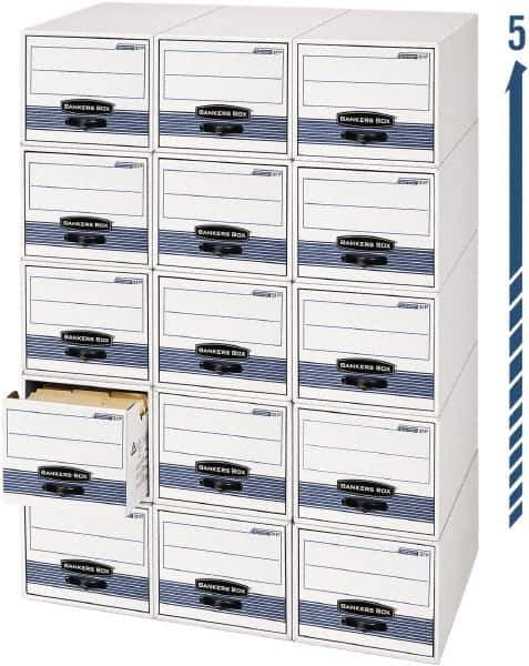 BANKERS BOX - 1 Compartment, 15 Inch Wide x 23 Inch Deep x 10 Inch High, File Storage Box - Steel Wire Frame, White and Blue - Apex Tool & Supply