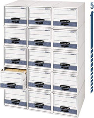 BANKERS BOX - 1 Compartment, 15 Inch Wide x 23 Inch Deep x 10 Inch High, File Storage Box - Steel Wire Frame, White and Blue - Apex Tool & Supply