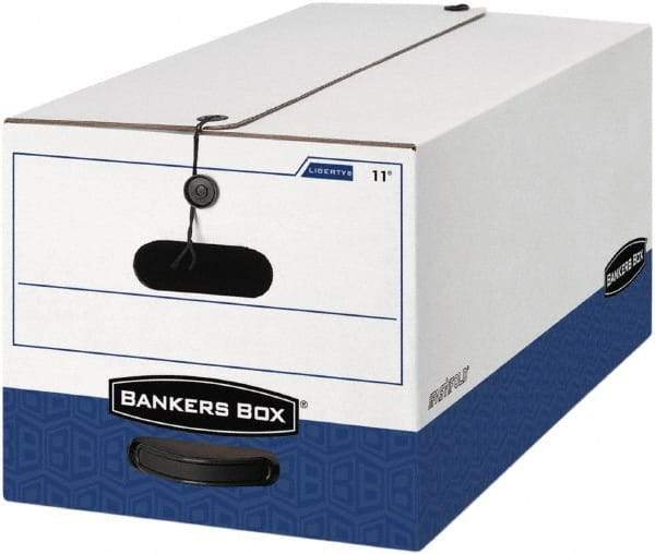 BANKERS BOX - 1 Compartment, 15 Inch Wide x 24 Inch Deep x 10 Inch High, File Storage Box - 1 Ply Side, 2 Ply Bottom, 2 Ply End, White and Blue - Apex Tool & Supply