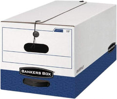 BANKERS BOX - 1 Compartment, 15 Inch Wide x 24 Inch Deep x 10 Inch High, File Storage Box - 1 Ply Side, 2 Ply Bottom, 2 Ply End, White and Blue - Apex Tool & Supply