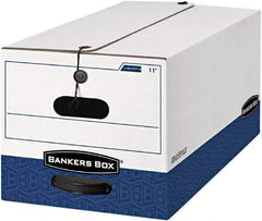 BANKERS BOX - 1 Compartment, 12 Inch Wide x 24 Inch Deep x 10 Inch High, File Storage Box - 1 Ply Side, 2 Ply Bottom, 2 Ply End, White and Blue - Apex Tool & Supply