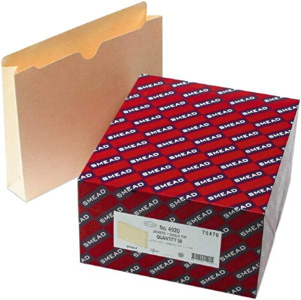 Samsill - 8-1/2 x 11", Letter Size, Manila, File Jacket/Sleeve/Wallet with Expanding Jacket - 11 Point Stock, Straight Tab Cut Location - Apex Tool & Supply