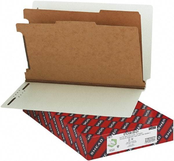 Samsill - 8-1/2 x 14", Legal, Gray-Green, Classification Folders with End Tab Fastener - 11 Point Stock, Straight, 1/3 Tab Cut Location - Apex Tool & Supply