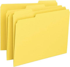 Samsill - 8-1/2 x 11", Letter Size, Yellow, File Folders with Top Tab - 11 Point Stock, 1/3 Tab Cut Location - Apex Tool & Supply