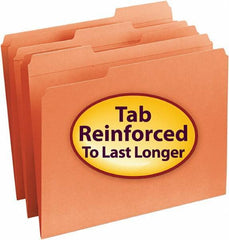 Samsill - 8-1/2 x 11", Letter Size, Orange, File Folders with Top Tab - 11 Point Stock, 1/3 Tab Cut Location - Apex Tool & Supply