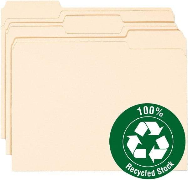 Samsill - 8-1/2 x 11", Letter Size, Manila, File Folders with Top Tab - 11 Point Stock, 1/3 Tab Cut Location - Apex Tool & Supply