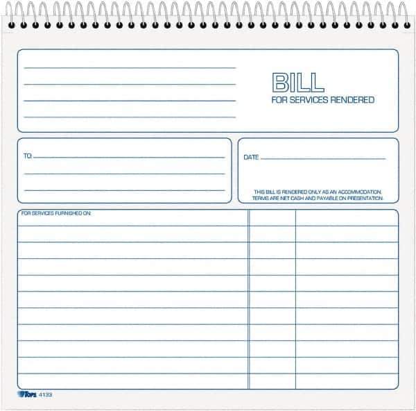 TOPS - 50 Sheet, 8-1/2 x 7-3/4", Service Invoices - White - Apex Tool & Supply