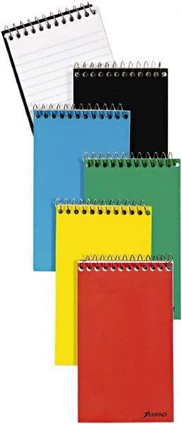 AMPAD - 60 Sheet, 3 x 5", Narrow Memo Book (Top Bound) - Red & Blue & Black on White - Apex Tool & Supply