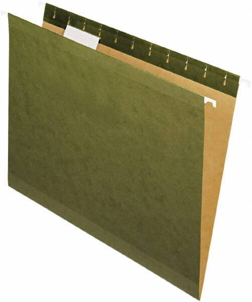 Pendaflex - 8-1/2 x 11", Letter Size, Standard Green, Standard Hanging File Folders - 11 Point Stock, 1/5 Tab Cut Location - Apex Tool & Supply