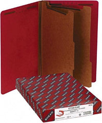 Samsill - 8-1/2 x 14", Legal, Bright Red, Classification Folders with End Tab Fastener - 11 Point Stock, Straight Tab Cut Location - Apex Tool & Supply