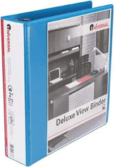 UNIVERSAL - 2" Sheet Capacity, 11 x 8-1/2", View Ring Binder - Suede Finish Vinyl, Light Blue - Apex Tool & Supply