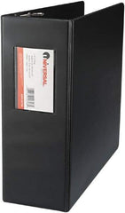 UNIVERSAL - 4" Sheet Capacity, 11 x 8-1/2", Non-View Ring Binder - Suede Finish Vinyl, Black - Apex Tool & Supply