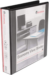 UNIVERSAL - 1-1/2" Sheet Capacity, 11 x 8-1/2", View Ring Binder - Vinyl, Black - Apex Tool & Supply