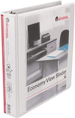 UNIVERSAL - 1-1/2" Sheet Capacity, 11 x 8-1/2", View Ring Binder - Vinyl, White - Apex Tool & Supply