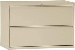 ALERA - 42" Wide x 29" High x 19-1/4" Deep, 2 Drawer Lateral File with Lock - Steel, Putty - Apex Tool & Supply