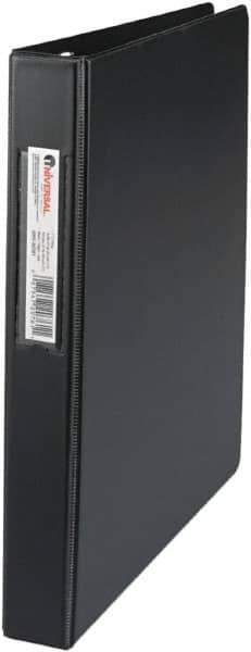 UNIVERSAL - 1" Sheet Capacity, 11 x 8-1/2", Non-View Ring Binder - Suede Finish Vinyl, Black - Apex Tool & Supply