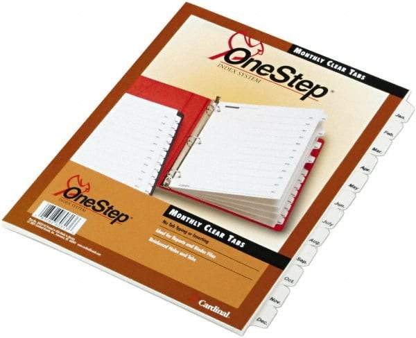 Cardinal - 11 x 8 1/2" Jan to Dec Label, 3-Hole Punched, Preprinted Divider - White - Apex Tool & Supply