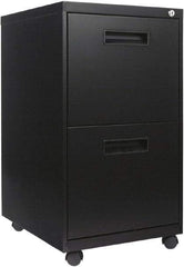 ALERA - 16" Wide x 28-1/2" High x 19.2" Deep, 2 Drawer Mobile Pedestal - Steel, Black - Apex Tool & Supply