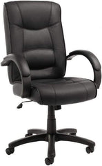ALERA - 28-1/8" High Office/Managerial/Executive Chair - 21" Wide x 21" Deep, Top-Grain Leather Seat, Black - Apex Tool & Supply
