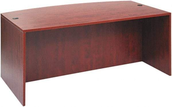 ALERA - Woodgrain Laminate Bow Front Desk - 71" Wide x 35" Deep x 41" High, Medium Cherry - Apex Tool & Supply