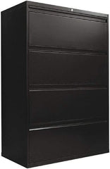 ALERA - 36" Wide x 54" High x 19-1/4" Deep, 4 Drawer Lateral File with Lock - Steel, Black - Apex Tool & Supply