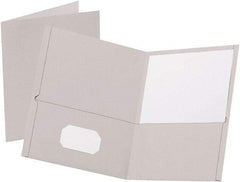 OXFORD - 8-1/2 x 11", Letter Size, Orange, Pocket Folders - 11 Point Stock - Apex Tool & Supply