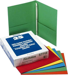 OXFORD - 8-1/2 x 11", Letter Size, Light Blue, Pocket Folders - 11 Point Stock - Apex Tool & Supply