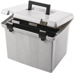 Pendaflex - 1 Compartment, 13 Inch Wide x 14 Inch Deep x 10 Inch High, Portable File Box - Plastic, Granite - Apex Tool & Supply