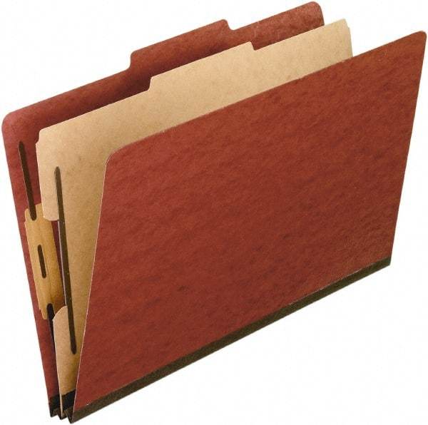 Pendaflex - 8-1/2 x 14", Legal, Red, Classification Folders with Top Tab Fastener - 11 Point Stock, 2/5 Tab Cut Location - Apex Tool & Supply