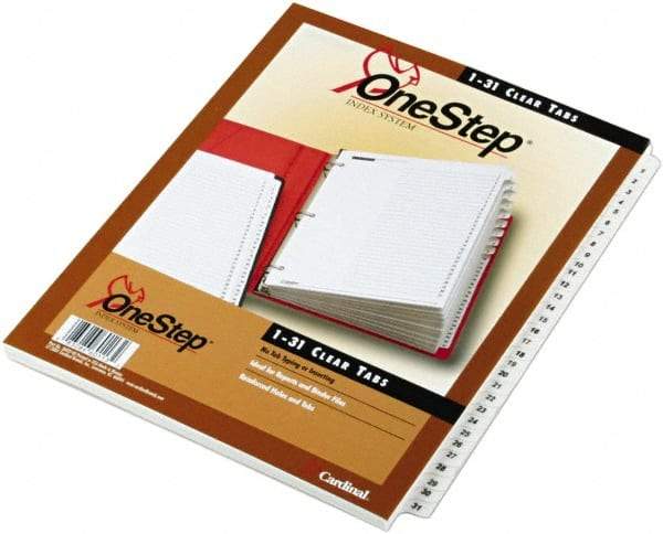 Cardinal - 11 x 8 1/2" 1 to 31" Label, 3-Hole Punched, Preprinted Divider - White - Apex Tool & Supply