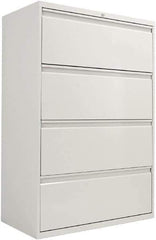 ALERA - 36" Wide x 54" High x 19-1/4" Deep, 4 Drawer Lateral File with Lock - Steel, Light Gray - Apex Tool & Supply