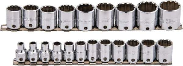 Proto - 21 Piece 3/8" Drive Socket Set - 12 Points, 6mm to 26mm Range, Metric Measurement Standard - Apex Tool & Supply