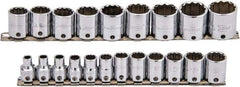 Proto - 21 Piece 3/8" Drive Socket Set - 12 Points, 6mm to 26mm Range, Metric Measurement Standard - Apex Tool & Supply