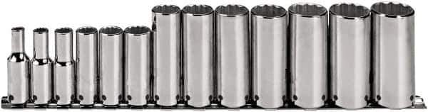 Proto - 13 Piece 3/8" Drive Deep Well Socket Set - 12 Points, 1/4" to 1" Range, Inch Measurement Standard - Apex Tool & Supply