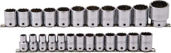 Proto - 24 Piece 1/2" Drive Socket Set - 12 Points, 10mm to 36mm Range, Metric Measurement Standard - Apex Tool & Supply
