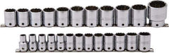 Proto - 24 Piece 1/2" Drive Socket Set - 12 Points, 10mm to 36mm Range, Metric Measurement Standard - Apex Tool & Supply