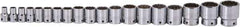 Proto - 19 Piece 1/2" Drive Socket Set - 12 Points, 3/8" to 1-1/2" Range, Inch Measurement Standard - Apex Tool & Supply