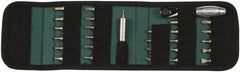 Wiha - 29 Piece, Screwdriver 1/4" Reversible Ratchet Bit Set - #0, #1 & #2 Phillips, 5/64 to 3/16" Hex, 2 to 5mm Hex, T8 to T25 Torx, #1 & #2 Pozidriv, #1 & #2 Square Recess - Apex Tool & Supply