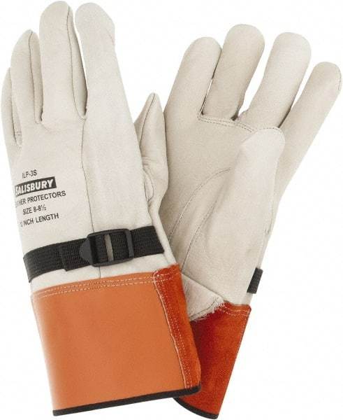 Salisbury by Honeywell - Class 0, Size L (8), 12" Long, Cowhide Leather Protector - Tan/Orange - Apex Tool & Supply