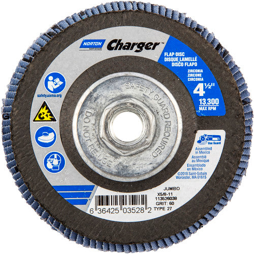‎4-1/2″ × 1/4″ × 5/8″ Jumbo Charger R822 Flap Disc Type 27 Jumbo 60 Grit - Apex Tool & Supply