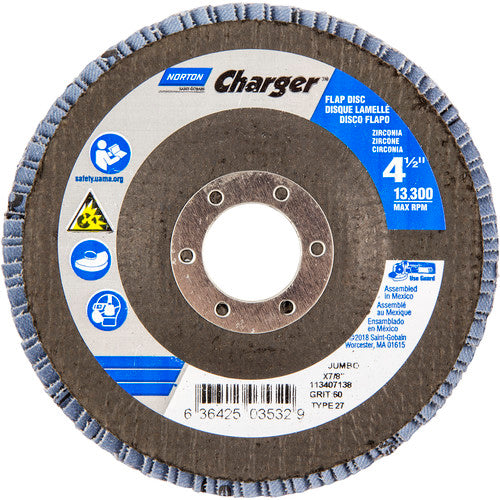 ‎4-1/2″ × 1/4″ × 7/8″ Jumbo Charger R822 Flap Disc Type 27 Jumbo 60 Grit - Apex Tool & Supply