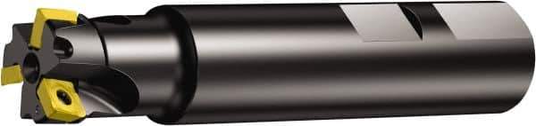 Sandvik Coromant - 25mm Cut Diam, 5.5mm Max Depth of Cut, 25mm Shank Diam, 88mm OAL, Indexable Square Shoulder End Mill - 490R-08T308M-PL Inserts, Weldon Shank, 90° Lead Angle, Through Coolant, Series CoroMill 490 - Apex Tool & Supply