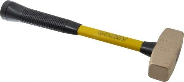 Ampco - 2-1/2 Lb Aluminum Bronze Nonsparking Double Face Engineer's Hammer - 14" OAL, Fiberglass Handle - Apex Tool & Supply