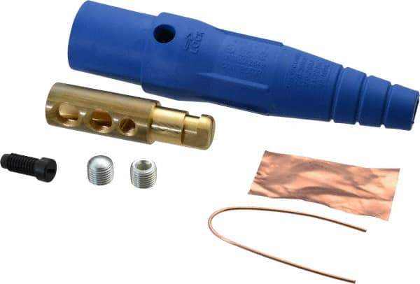 Leviton - 3R NEMA Rated, 600 Volt, 300 Amp, 2 to 2/0 AWG, Cam, Double Set Screw, Male Single Pole Plug and Connector - 7.01 Inch Long, Blue - Apex Tool & Supply