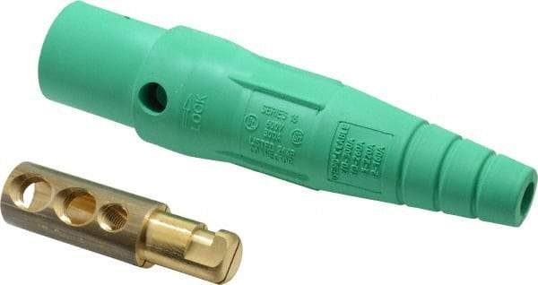 Leviton - 3R NEMA Rated, 600 Volt, 300 Amp, 2 to 2/0 AWG, Cam, Double Set Screw, Male Single Pole Plug and Connector - 7.01 Inch Long, Green - Apex Tool & Supply