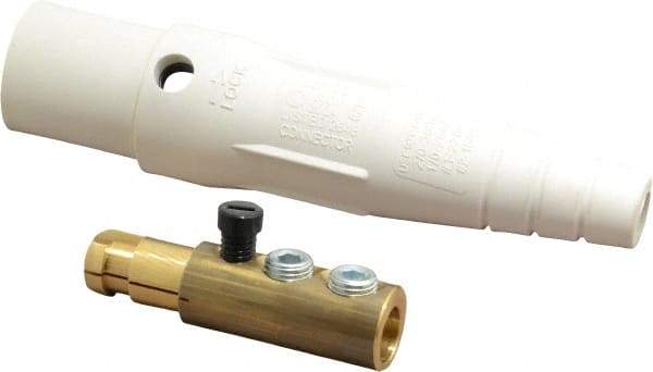 Leviton - 3R NEMA Rated, 600 Volt, 300 Amp, 2 to 2/0 AWG, Cam, Double Set Screw, Male Single Pole Plug and Connector - 7.01 Inch Long, White - Apex Tool & Supply