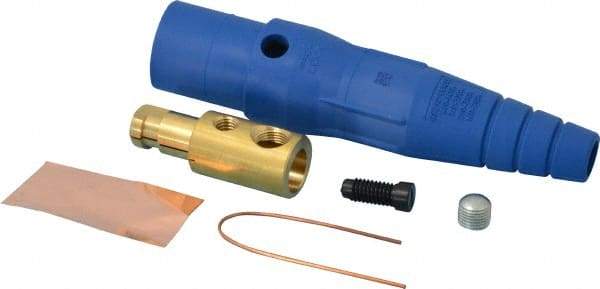 Leviton - 3R NEMA Rated, 600 Volt, 400 Amp, 1/0 to 4/0 AWG, Cam, Single Set Screw, Male Single Pole Plug and Connector - 7.01 Inch Long, Blue - Apex Tool & Supply