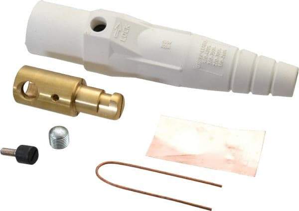 Leviton - 3R NEMA Rated, 600 Volt, 400 Amp, 1/0 to 4/0 AWG, Cam, Single Set Screw, Male Single Pole Plug and Connector - 7.01 Inch Long, White - Apex Tool & Supply