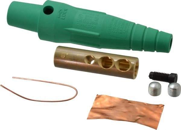Leviton - 3R NEMA Rated, 600 Volt, 300 Amp, 2 to 2/0 AWG, Cam, Double Set Screw, Female Single Pole Plug and Connector - 6.85 Inch Long, Green - Apex Tool & Supply