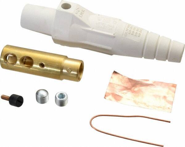 Leviton - 3R NEMA Rated, 600 Volt, 400 Amp, 1/0 to 4/0 AWG, Cam, Double Set Screw, Female Single Pole Plug and Connector - 6.85 Inch Long, White - Apex Tool & Supply